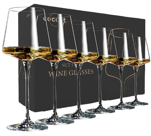 Wine Glasses Set of 6,Crystal White Wine Glasses,Red Wine Glass Set,Long stem Wine Glasses,Clear Lead-Free Premium Blown Glassware (18.5oz,6 pack)